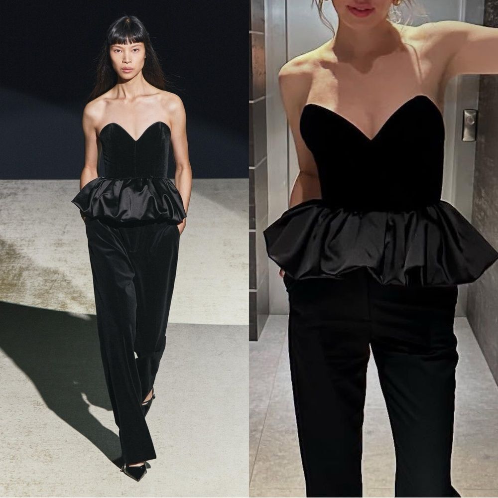 NWT Zara Velvet Top Black Strapless Size XS